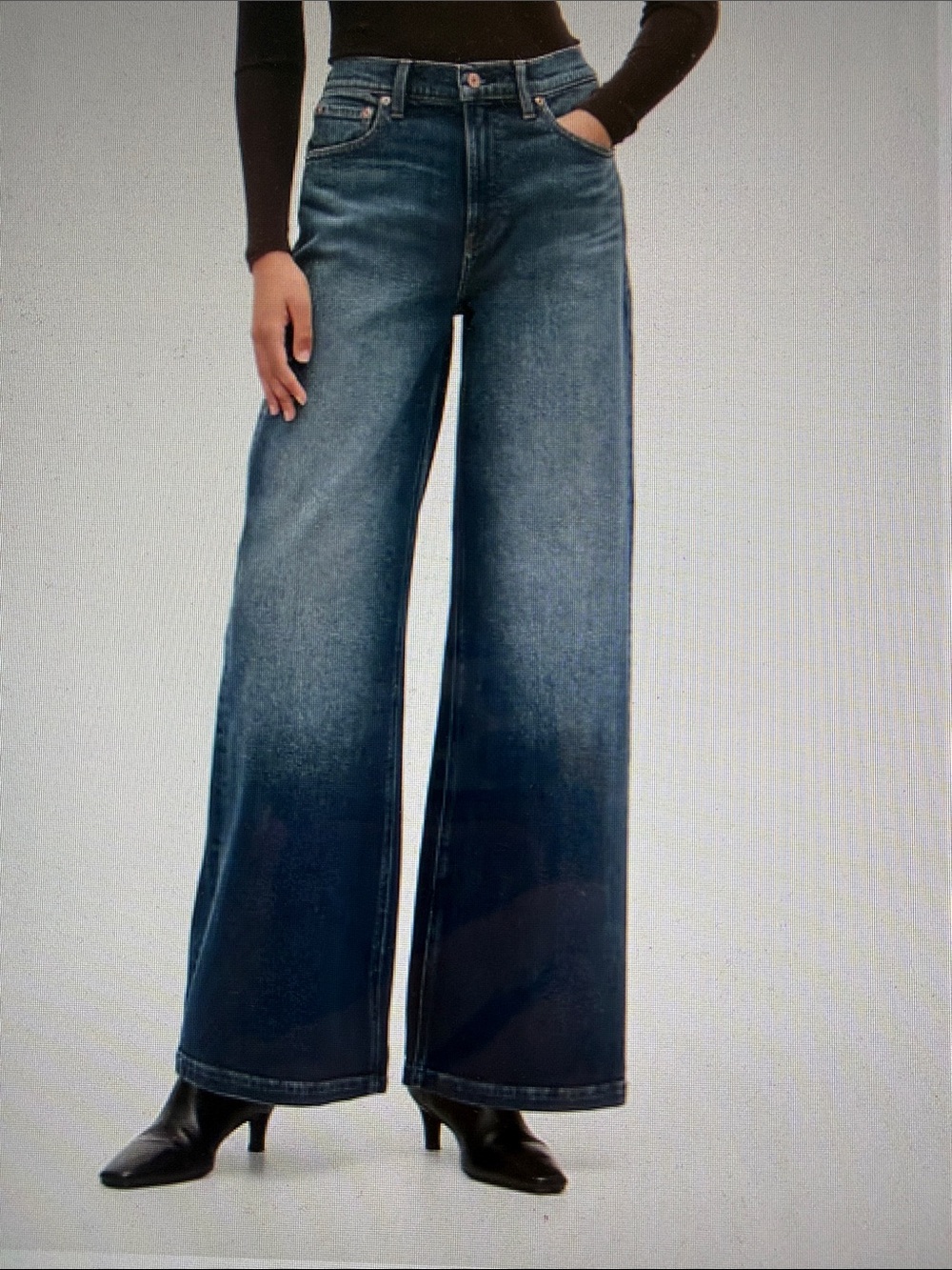 GAP High Rise Stride Relax Wide-Leg Fitted Waist & Hips Low Stretch Jeans 10 30W